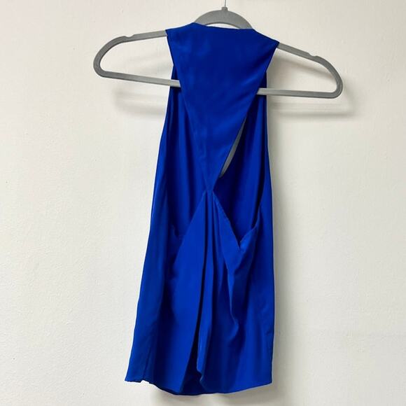 Alexis 100% Silk Sleeveless V-Neck Cutout Back Tank Top Royal Blue Women's XS - Picture 3 of 3